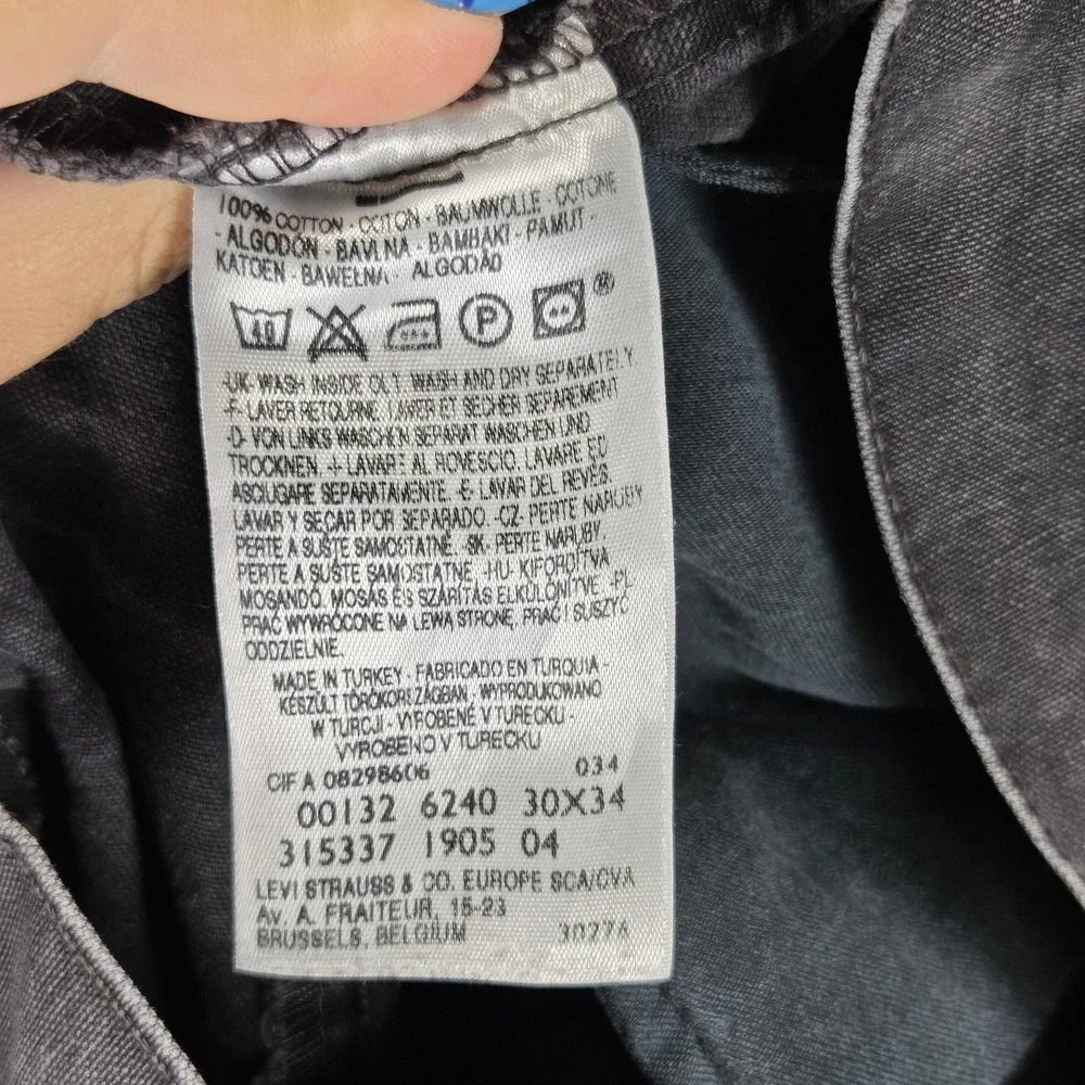 Vintage Levis Engineered Jeans Mens 30x34 Black Twisted One Pocket Button Fly